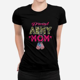 Proud Army Mom Us Flag Ladies Tee - Seseable
