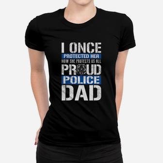 Proud Police Dad Support Police Daughter Ladies Tee - Seseable