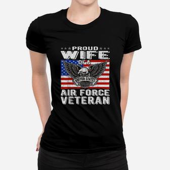 Proud Wife Of Us Air Force Veteran Patriotic Military Ladies Tee - Seseable