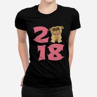 Pug Dog 2018 New Year Gif Cute Pugs For Girls Ladies Tee - Seseable