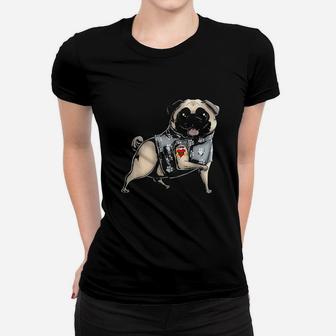Pug I Love Mom Tattoo Dog Funny Mothers Day Gift Ladies Tee - Seseable