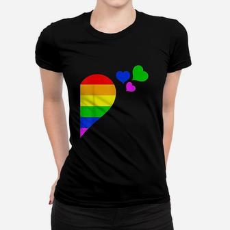 Rainbow Heart Lgbt Lesbian Gay Couple Lgbtq Ladies Tee - Seseable