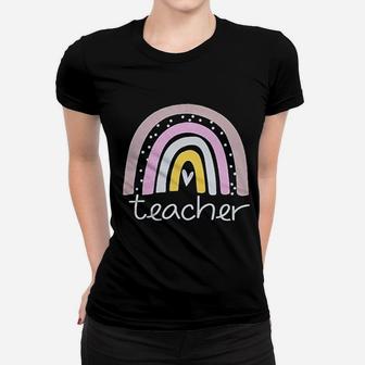 Rainbow Teacher Teacher Love Heart Cute Ladies Tee - Seseable