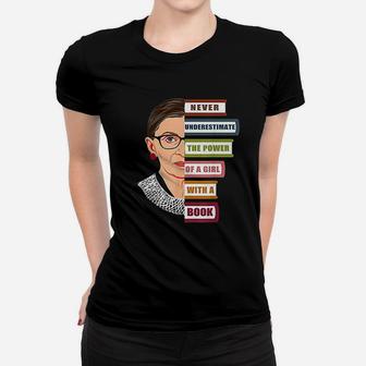 Rbg Quote With Book And Women Feminist Ruth Bader Ginsburg Ladies Tee - Seseable