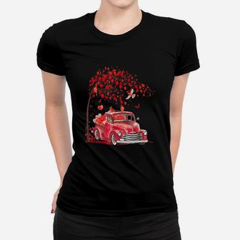 Red Truck Happy Valentines Day Cute Couple Matching Ladies Tee - Seseable