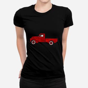 Red Vintage Pickup Truck Ladies Tee - Seseable