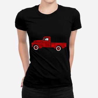 Red Vintage Pickup Truck Ladies Tee - Seseable