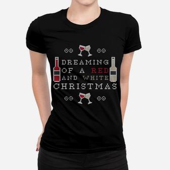 Red White Wine Christmas Funny Retro 80s Hipster 70s Ladies Tee - Seseable