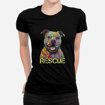 Rescue Dog Colorfull Pitbull Dog Adopt Dont Shop Ladies Tee - Seseable
