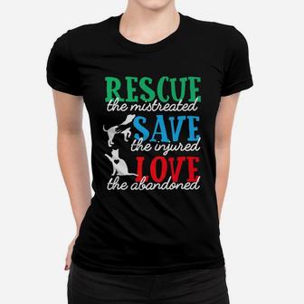 Rescue Save Love Animal Rescue Cat Dog Lover Gifts Ladies Tee - Seseable