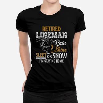 Retired Lineman Man Woman Funny Retirement Gift Ladies Tee - Seseable