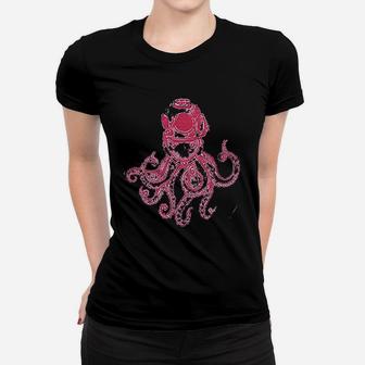 Retreez Classic Funny Octopus Scuba Diver Diving Graphic Ladies Tee - Seseable