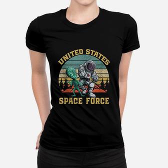 Retro Us Space Force Graphic Vintage Sunset Gift Ladies Tee - Seseable