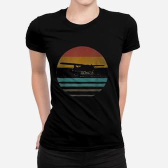 Retro Vintage Sunset Seaplane Airplane Pilot Cute Funny Gift Ladies Tee - Seseable