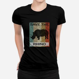 Rhinozeros Nashorn Rhino Vintage Style Retro Grunge Tiere Frauen T-Shirt - Seseable