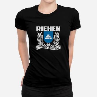 Riehen Wappen Flügel Frauen Tshirt mit Motivspruch, Schwarz - Seseable