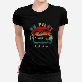 Rv Pilot Camping Funny Vintage Motorhome Travel Vacation Ladies Tee - Seseable