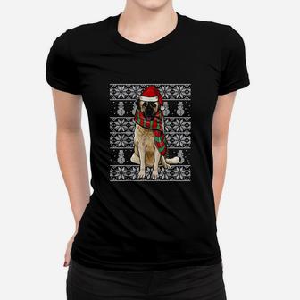 Santa Hat Xmas Anatolian Shepherd Dog Ugly Christmas Ladies Tee - Seseable