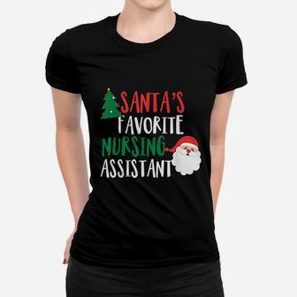 Santas Favorite Nursing Assistant Funny Christmas Ladies Tee - Seseable