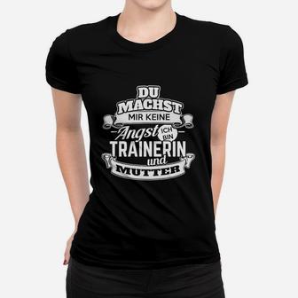 Schwarzes Fitness-Frauen Tshirt Trainerin & Mutter - Motivations Aufdruck - Seseable