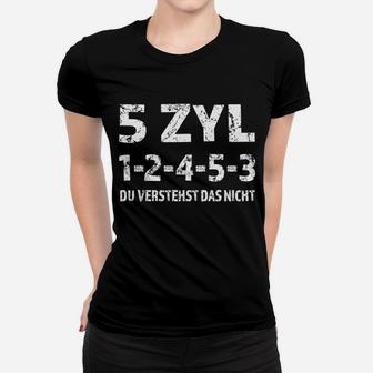 Schwarzes Frauen Tshirt Auto-Motorentyp 5 ZYL 1-2-4-5-3 für Autoenthusiasten - Seseable
