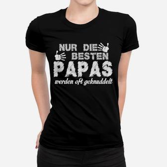 Schwarzes Frauen Tshirt Beste Papas geknuddelt, Lustiges Geschenk für Väter - Seseable