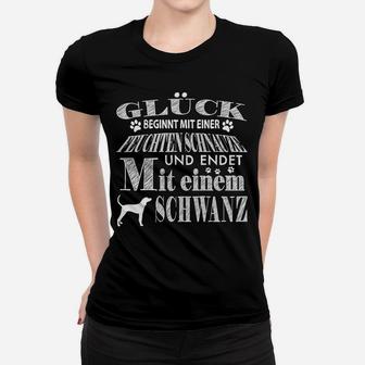 Schwarzes Frauen Tshirt Glück mit Wedeln & Schwanz Hundemotiv - Seseable