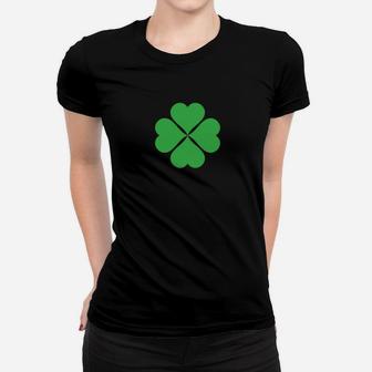 Schwarzes Frauen Tshirt mit Kleeblatt-Muster, Irisches Glückssymbol - Seseable
