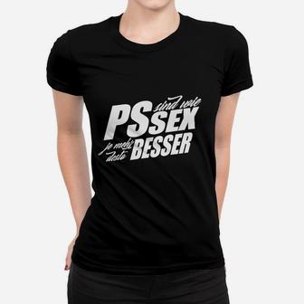 Schwarzes Frauen Tshirt mit PS Ich Liebe PS Spruch, Auto Liebhaber Tee - Seseable