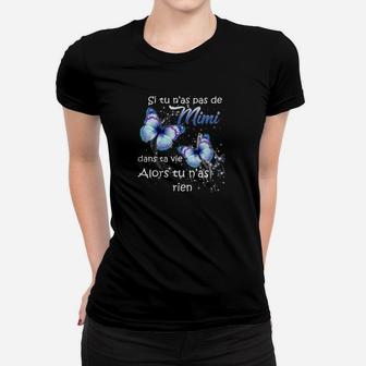 Schwarzes Frauen Tshirt mit Schmetterling, Spruch für Mimi, Französisches Design - Seseable