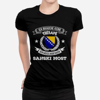 Schwarzes Frauen Tshirt Sanski Most Therapie mit Bosnien-Flagge - Seseable