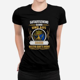 Schwarzes Herren-Frauen Tshirt Gutaussehend Clever aus Essen Wappen-Design - Seseable