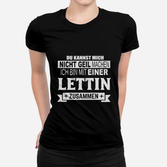 Schwarzes Herren Frauen Tshirt Mit Einer Lettin Zusammen - Lustiges Motiv - Seseable