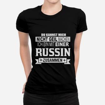 Schwarzes Herren Frauen Tshirt Russin Partnerin Lustiger Spruch - Seseable