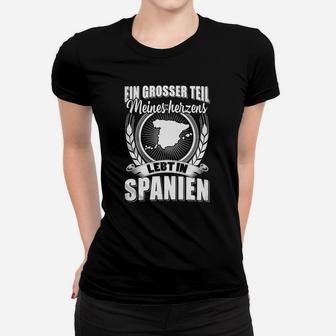 Schwarzes Spanien-Herz Frauen Tshirt, Liebe zu Spanien Motiv - Seseable