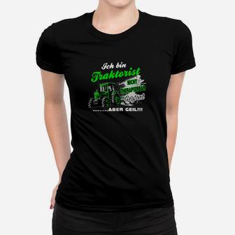 Schwarzes Traktoristen Frauen Tshirt, Lustiges Landwirt Design - Seseable