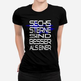 Sechs Sterne Schwarzes Frauen Tshirt, Grafik Tee mit Spruch - Seseable