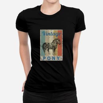 Shetland Pony Vintage Frauen Tshirt, Retro Grunge Reitsport Design - Seseable
