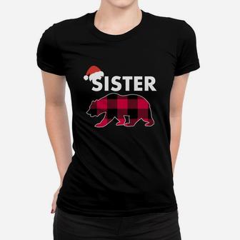 Sister Christmas Bear Plaid Matching Family Christmas Pajama Ladies Tee - Seseable