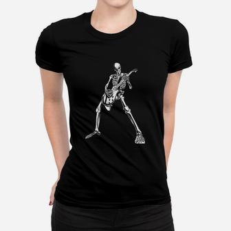 Skeleton Playing Guitar Electric Acoustic Classical Ladies Tee - Seseable