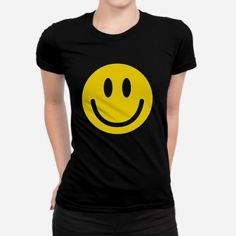 Smile Face Emoticons Graphic Sarcastic Happy Face Humor Funny Ladies Tee - Seseable