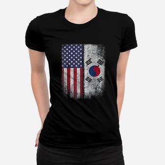 South Korean American Flag Korea Usa America Gift Women T-shirt - Seseable