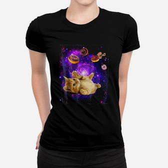Space Cat Doughnut Super Flying Kitty Galaxy Ladies Tee - Seseable