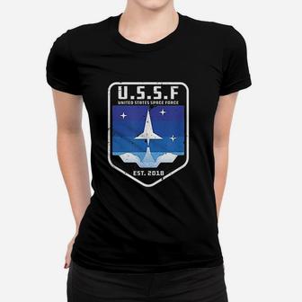 Space Force Ussf United States Space Force Retro Alien Gift Ladies Tee - Seseable