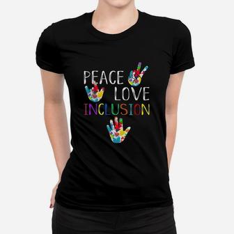 Sped Special Education Peace Love Inclusion Ladies Tee - Seseable