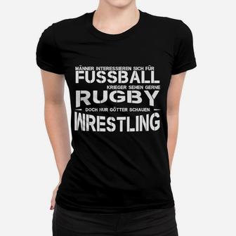 Sportfan Frauen Tshirt mit humorvollem Aufdruck: Fußball, Rugby, Wrestling - Seseable