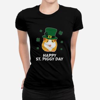 St Patrick's Day Guinea Pig Cavy Shamrock Leprechaun Ladies Tee - Seseable