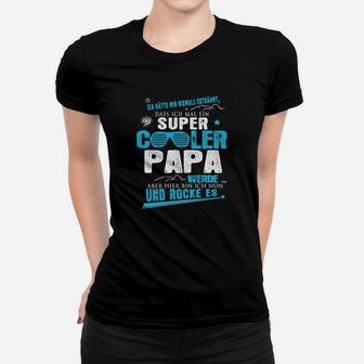 Super Cooler Papa Schwarzes Frauen Tshirt, Lustiges Oberteil für Vatertag - Seseable