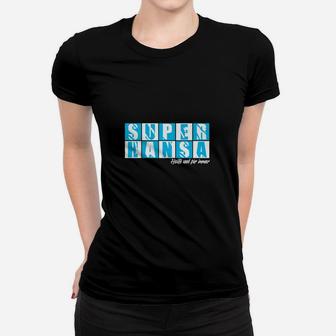 Super Hansa Grafik-Frauen Tshirt in Schwarz, Stilvolles Design für Fans - Seseable
