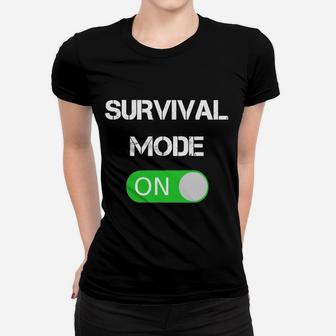Survival Mode On Grafik-Frauen Tshirt in Schwarz, Outdoor Abenteuer Tee - Seseable